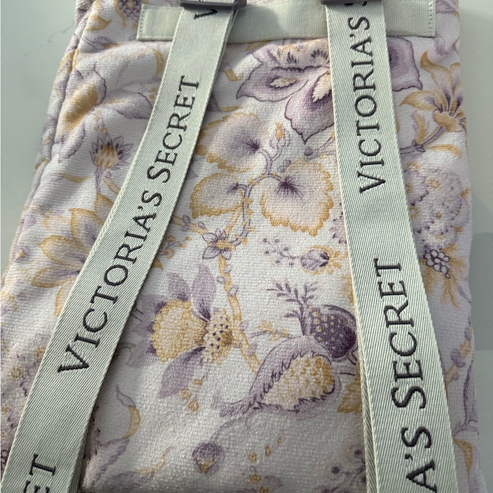 Victoria's Secret Floral Cosmetic Bag - Purple and Cream